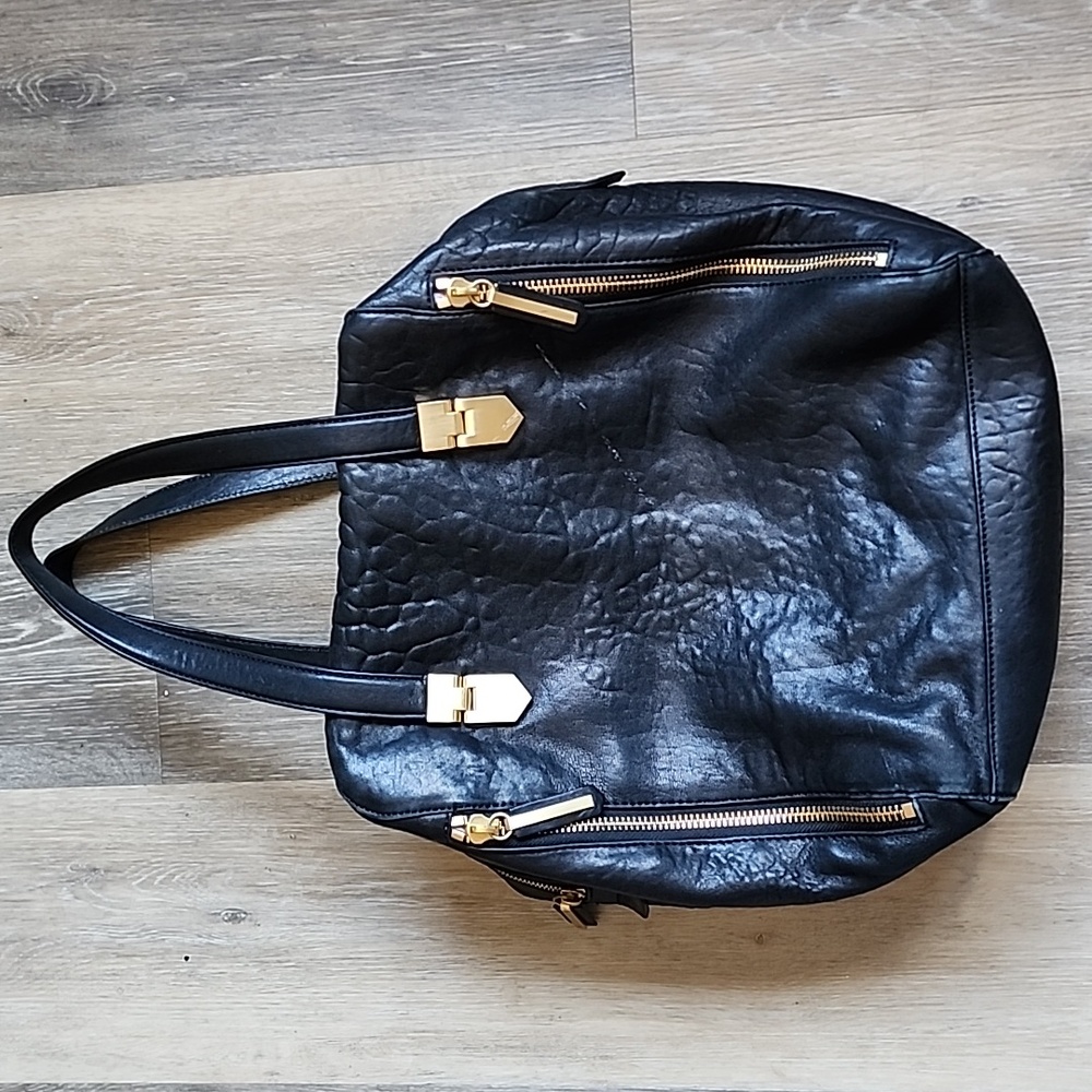 Elegant Black Leather Tote Bag